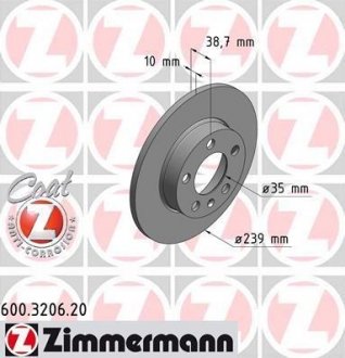 Тормозной диск ZIMMERMANN 600320620