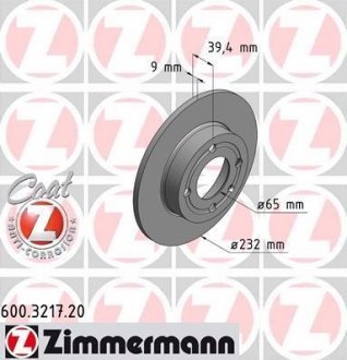 Тормозной диск ZIMMERMANN 600321720