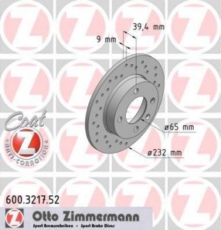 Тормозной диск ZIMMERMANN 600321752