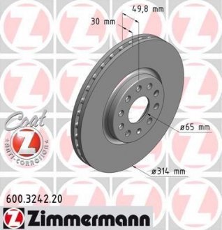 Тормозной диск ZIMMERMANN 600324220