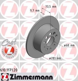 Тормозной диск ZIMMERMANN 610117120 (фото 1)