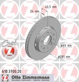 Гальмівний диск ZIMMERMANN 610.3700.20