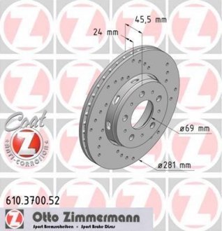 Тормозной диск ZIMMERMANN 610370052