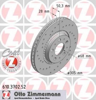 Тормозной диск ZIMMERMANN 610370252 (фото 1)