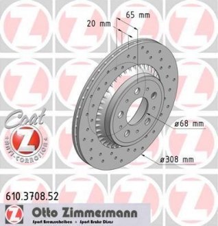 Тормозной диск ZIMMERMANN 610.3708.52 (фото 1)