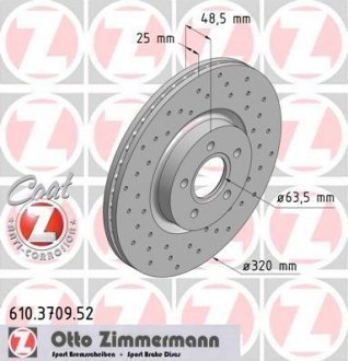 Тормозной диск ZIMMERMANN 610370952