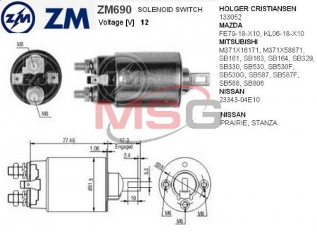 Втягивающее реле стартера ZM ZM690